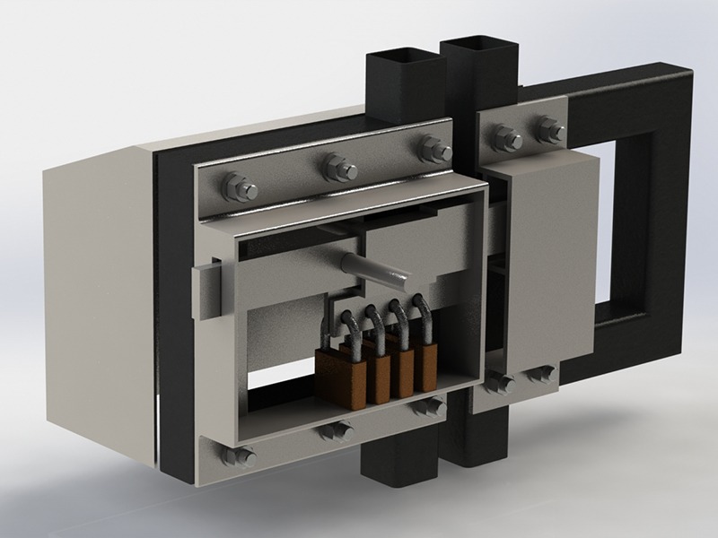 CAD render of a secure lock