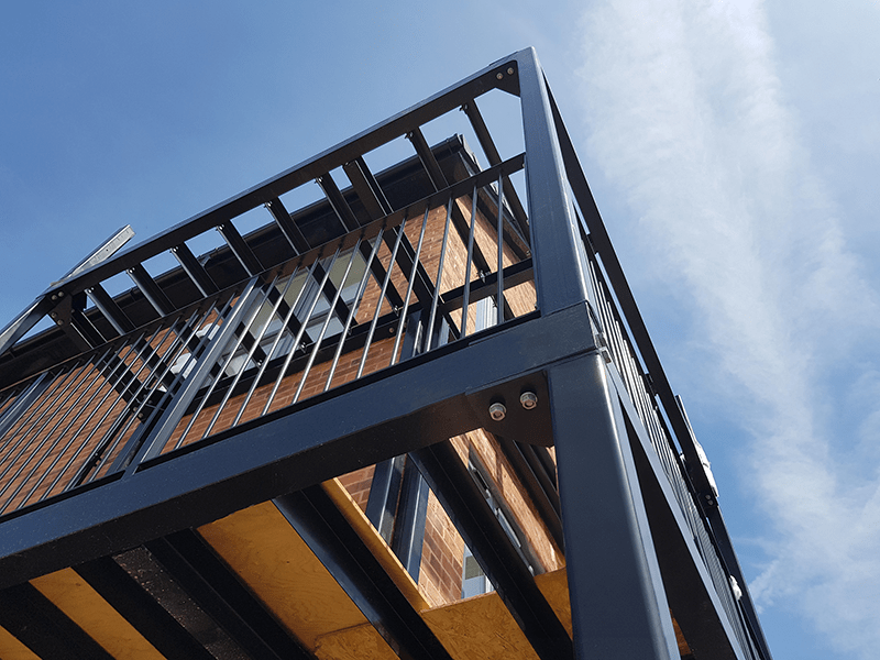 Steel construction used in freestanding balcony for a housing developer